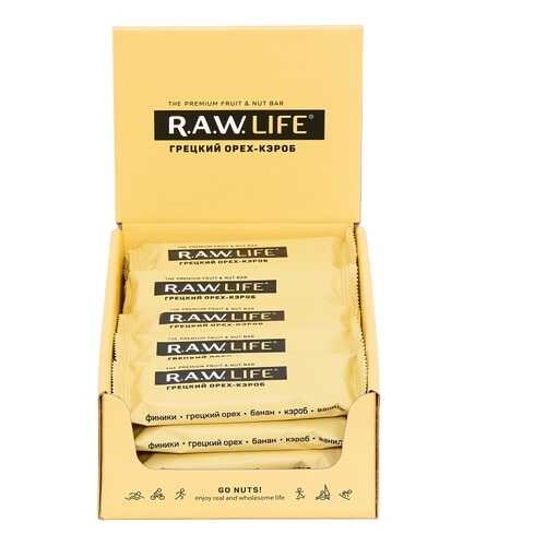 R.A.W. LIFE Орехово-фруктовые батончики 47 г, 20 шт, вкус: грецкий орех-кэроб в Самбери