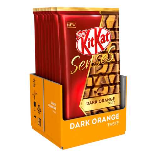 Молочный шоколад и тёмный шоколад KITKAT SENSES DARK ORANGE TASTE, с вафлей 8 шт по 112 гр в Самбери