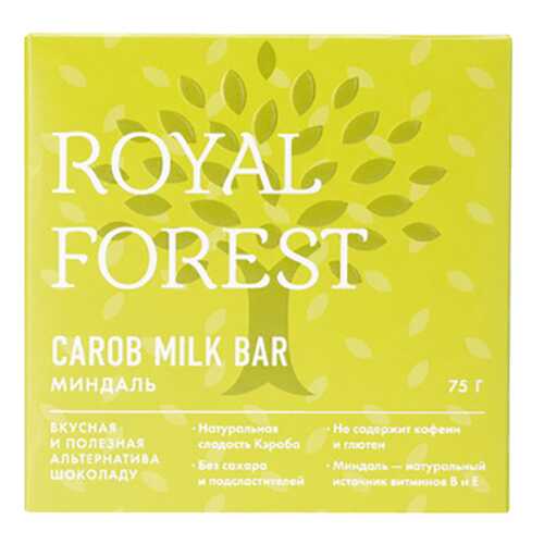 Шоколад Миндаль Carob milk bar Royal Forest 75 г в Самбери