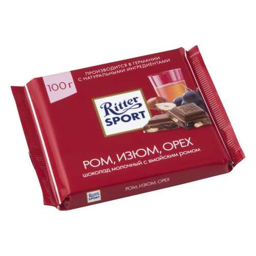 Шоколад молочный Ritter Sport ром изюм орех 100 г в Самбери