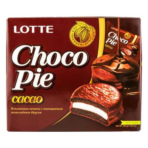 Печенье Lotte choko pie cacao с насыщенным шоколадным вкусом 336 г в Самбери